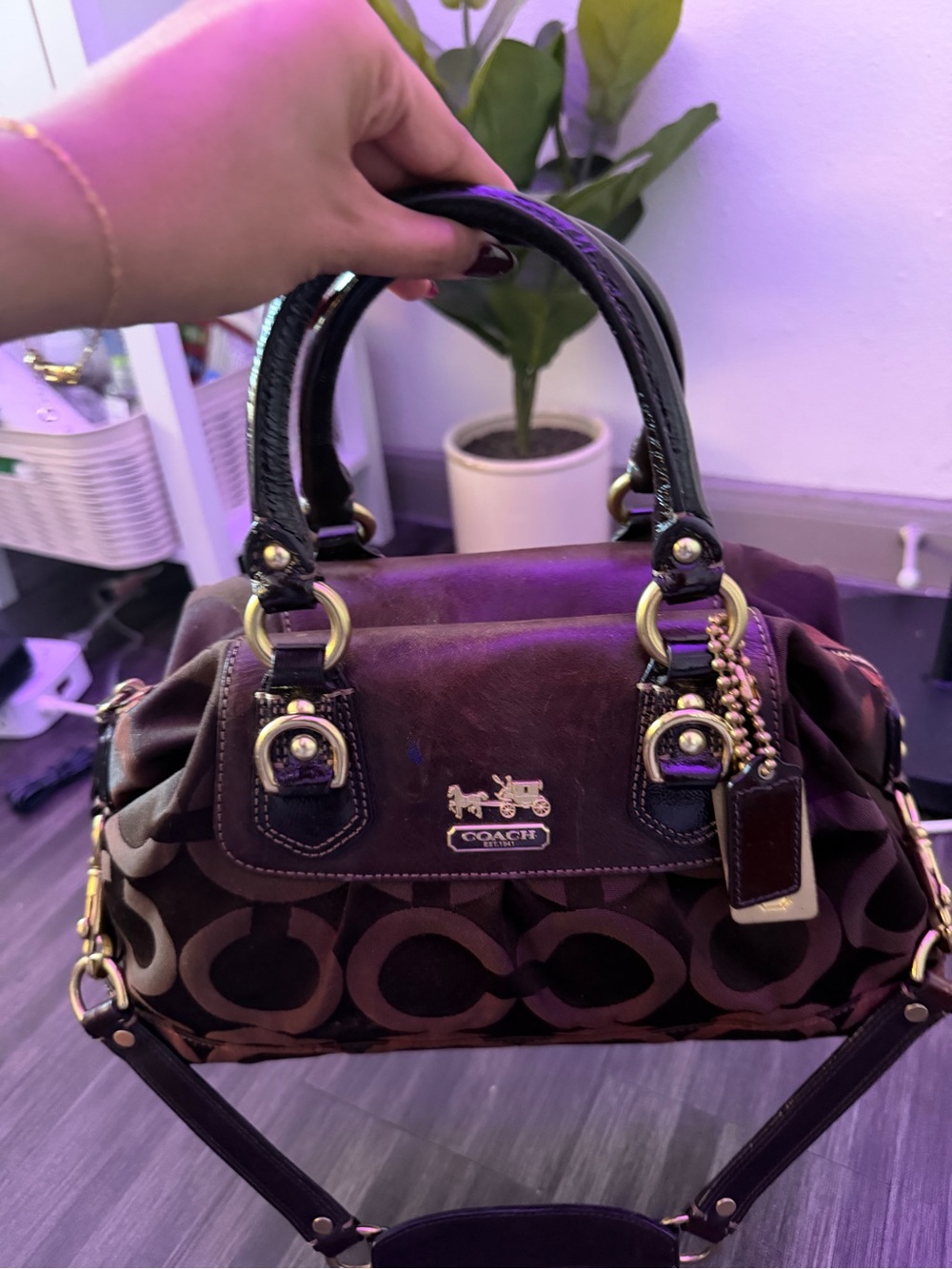 Vintage Coach Signature Satchel Brown Y2K Shoulder Bag